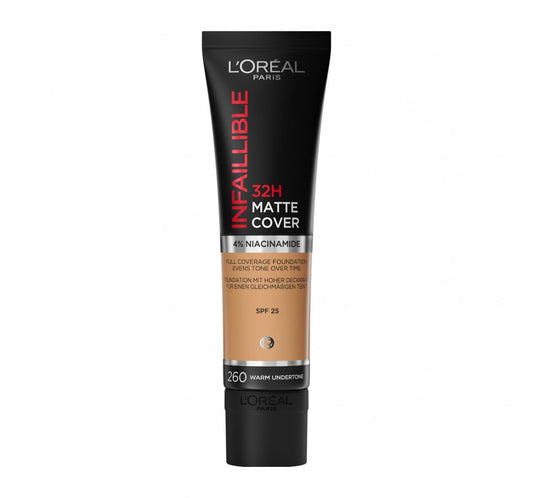 Krem pudër L'oreal Paris Infaillible 32h Matte Cover, Warm Undertone 260  , 30 ml