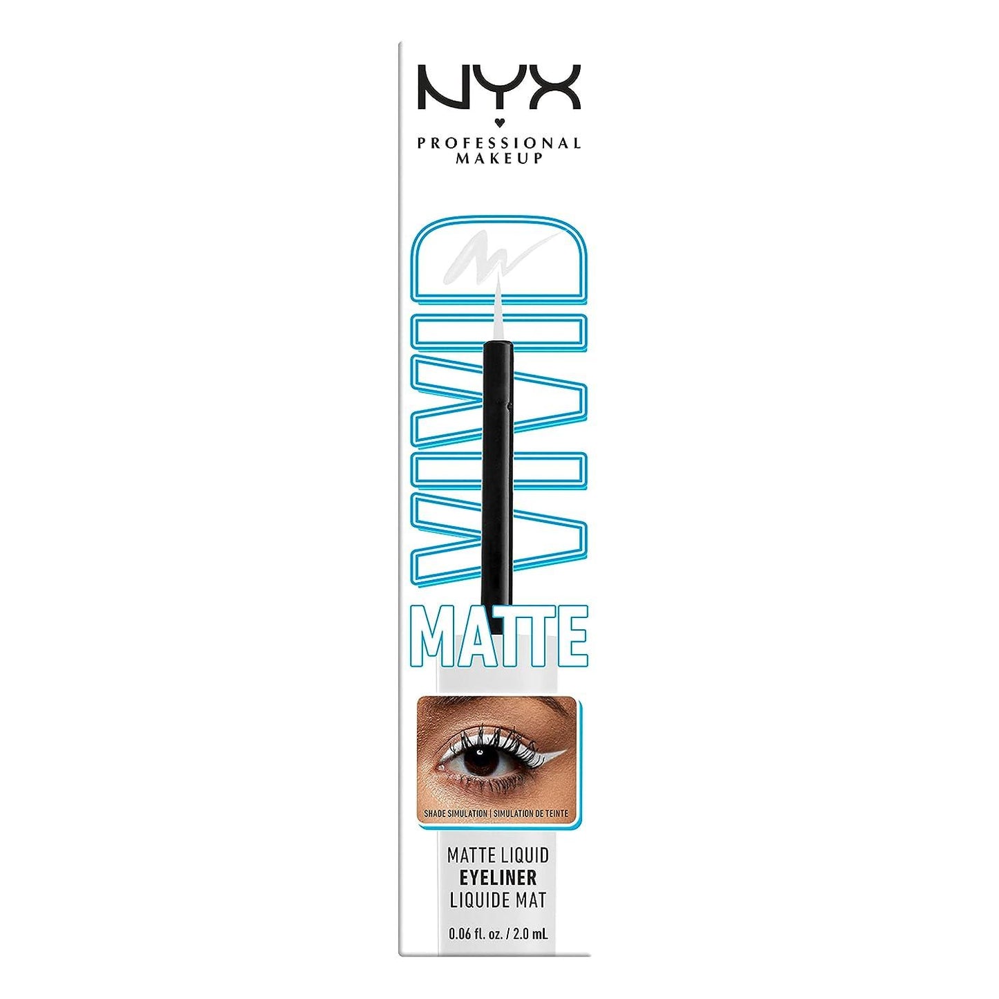 Penel për sy, Nyx Vivid Matte, 02 White, 2 ml