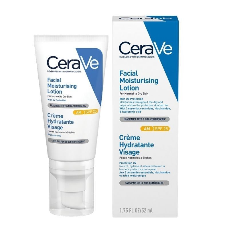 Лозион за лице за кожа на тоа, CeraVe SPF 25, 52 ml