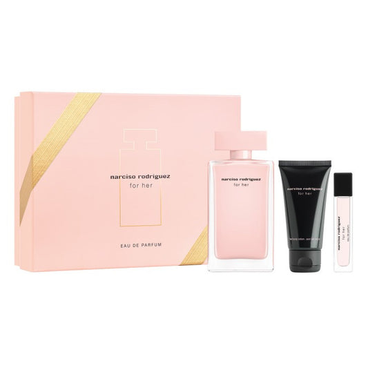 Set Ujë parfumi Narciso Rodriguez For Her, parfum 100ml+ parfum10ml+ losion 50ml