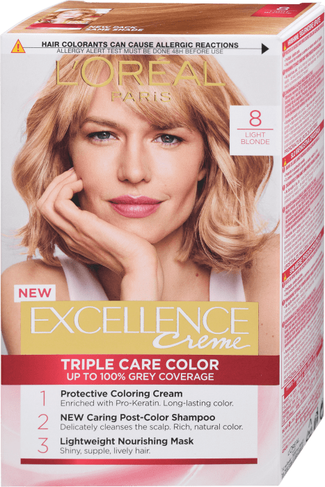 Ngjyrë për flokë Loreal Exellence nr. 8 48 ml + hidrogjen 72 ml