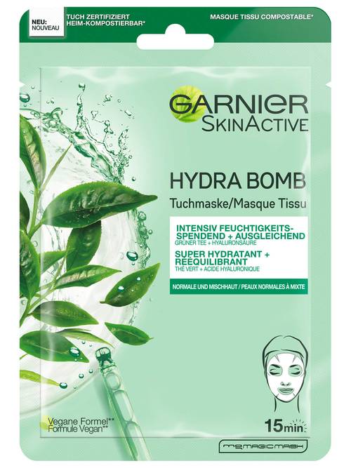 Maskë për fytyrë Garnier me çaj jeshil Hydra Bomb, 28g