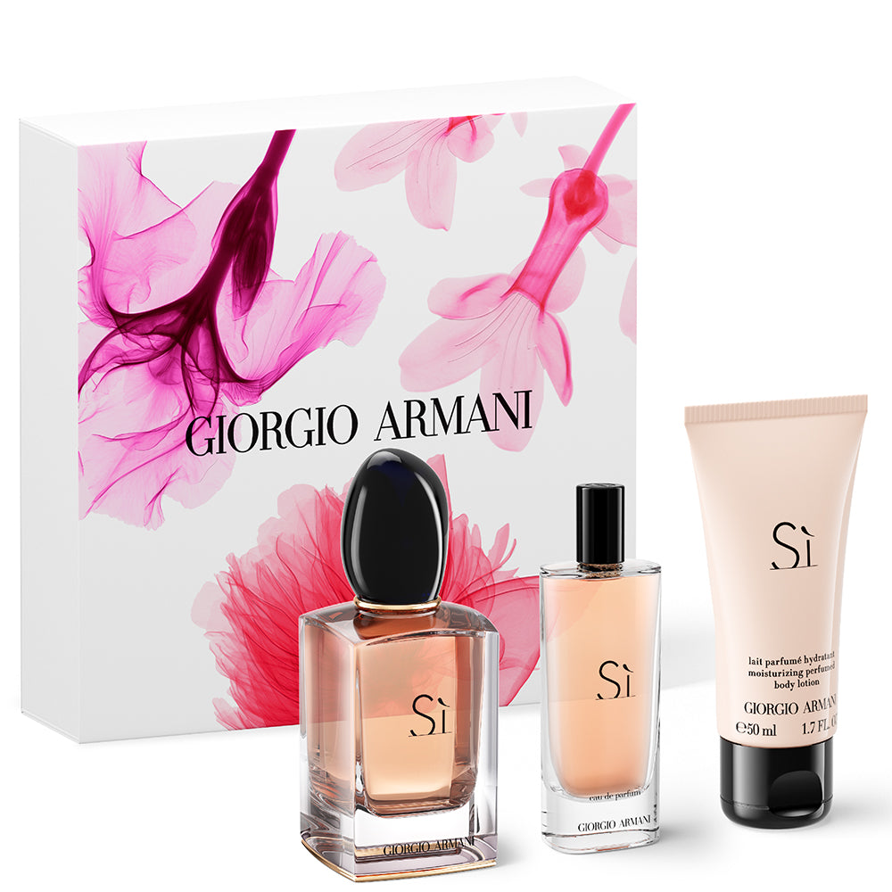 Set Giorgio Armani Si Ujë Parfumi 50 ml + 15 ml parfum + losion trupi 75 ml