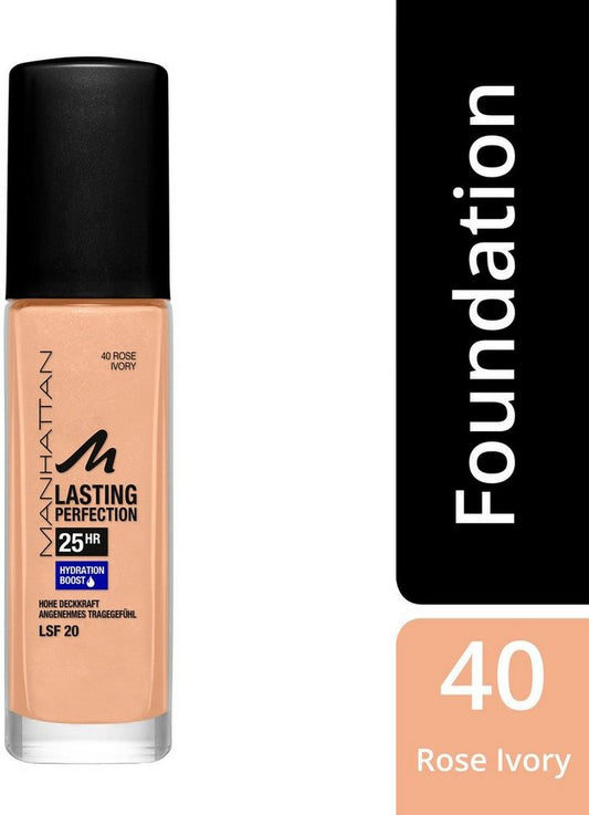 Krem Pudër Manhattan Lasting Perfection 25H, роза од слонова коска 40, 30ml