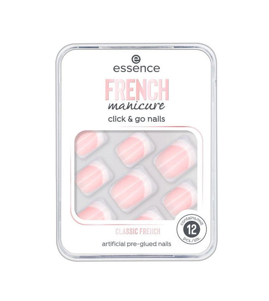 Thonj artificial Essence French Manikyr, Click &amp; GO Nails, 12 pjesë