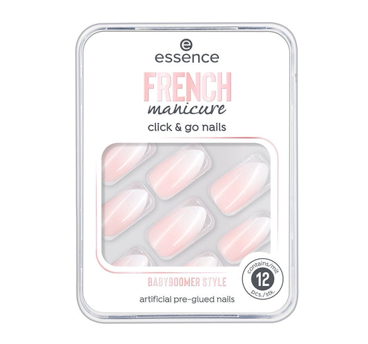 Thonj artificial Essence French Manikyr, Click &amp; GO Nails, Babyboomer Style, 12 pjesë