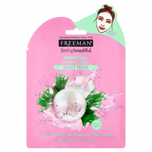 Maskë për fytyrë Freeman Brightening Sheet Mask Seaweed+Pearl, 25ml