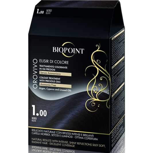 Ngjyrë за коса Biopoint Orovivo 1.00 е црна, 100 ml