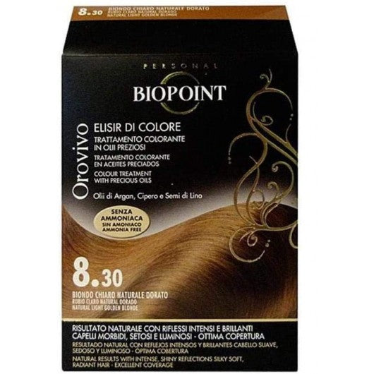 Ngjyrë për flokë Biopoint Orovivo 8.30 bionde e artë, 100 ml