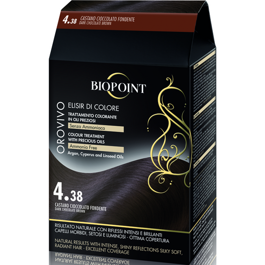 Ngjyrë për flokë Biopoint Orovivo 4.38 çokolladë e errët, 100 ml