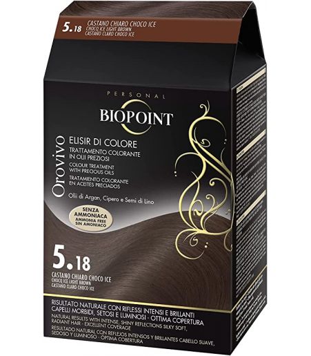 Ngjyrë për flokë Biopoint Orovivo 5.18 kafe e qeltë, 100 ml